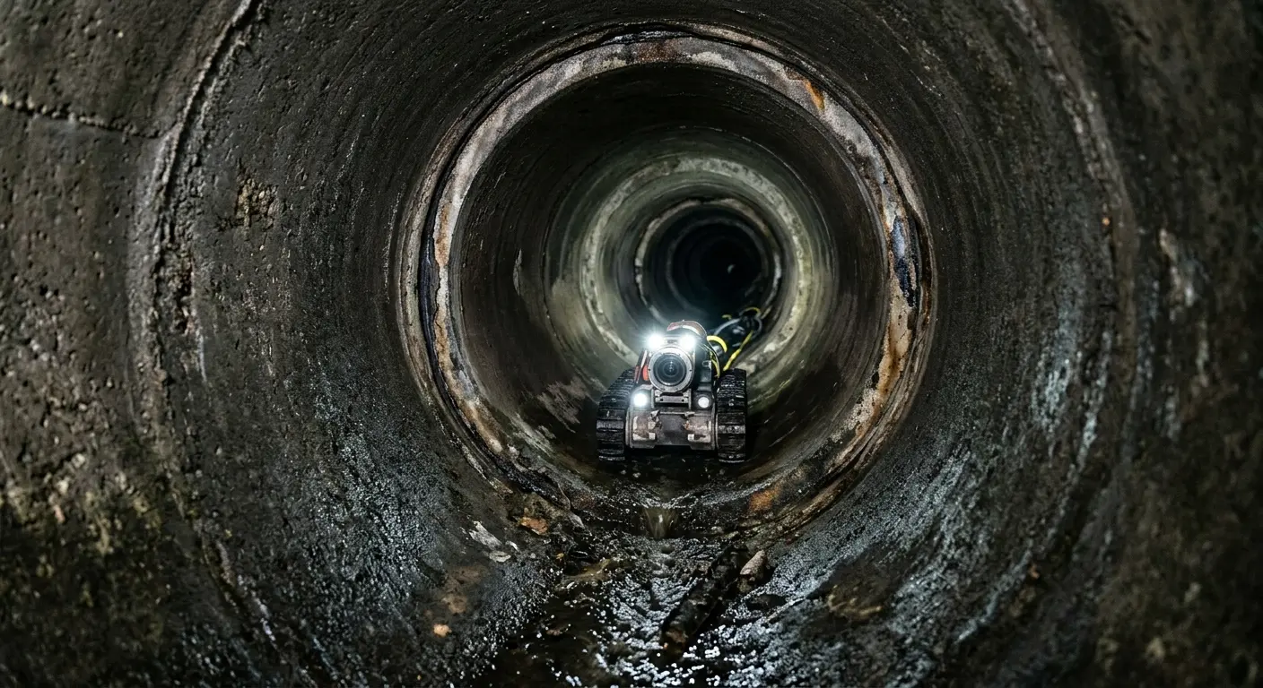 Robotic sewer camera inspecting pipe interior for Sewer Line Cleaning in Saco