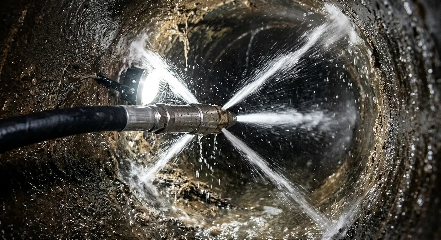 High-pressure hydro jetting nozzle cleaning sewer pipe for Storm Drain Cleaning in Saco